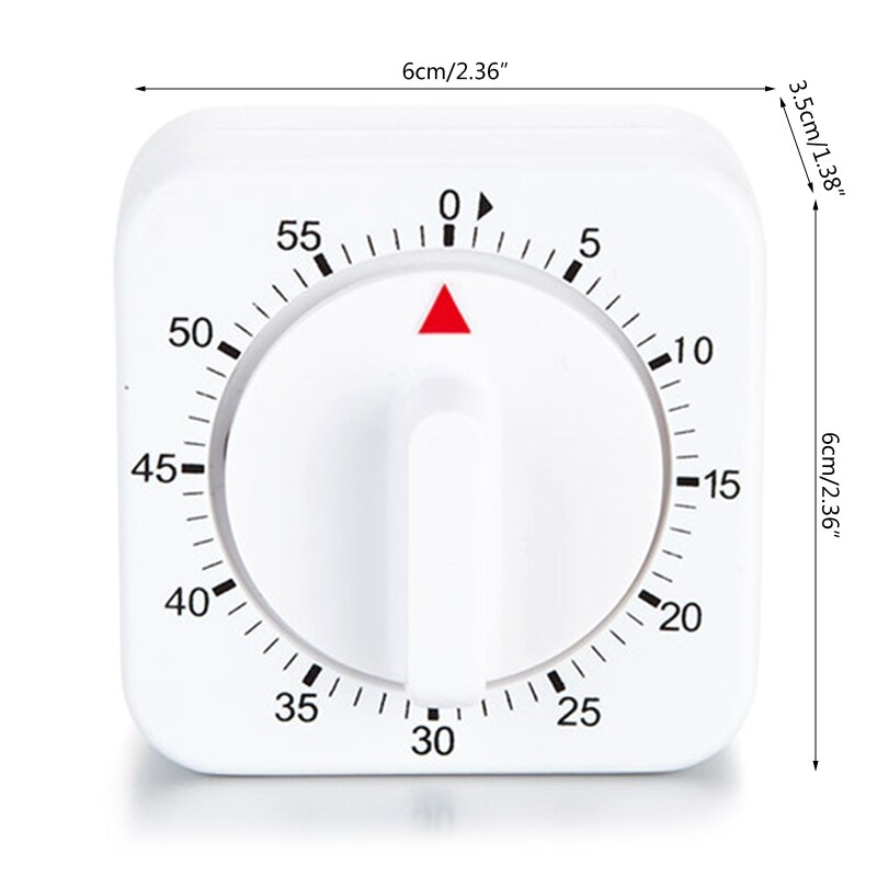 Wind Up Timer 1hr/60min Alarm Mechanical Timer Square Kitchen Timer Manual Timer Mechanical Reminder Food Preparation