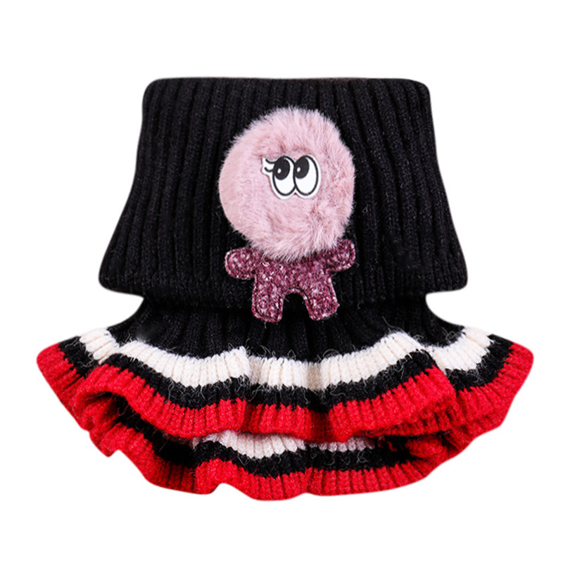 Bufanda de lana tejida para niños y niñas, cuello de invierno, cuello de capucha, círculo, ganchillo, foulard #3O08