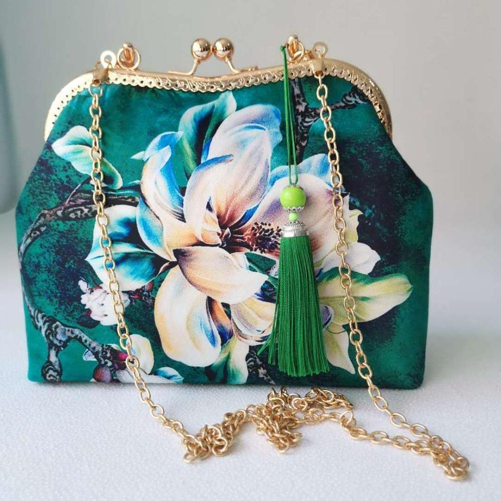 Bolsa feminina pura feita à mão para casamento, chique, bolsa escudo, cadeia, designer vintage, bolsa crossbody de ombro: women bag 3