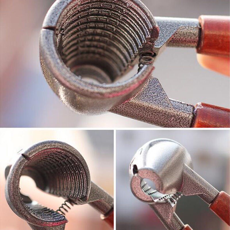 Metal Manual clip walnut nuts safe convenient Wooden Handle Walnut Cracker Nutcracker Sheller Nut Opener Kitchen Tool Plier