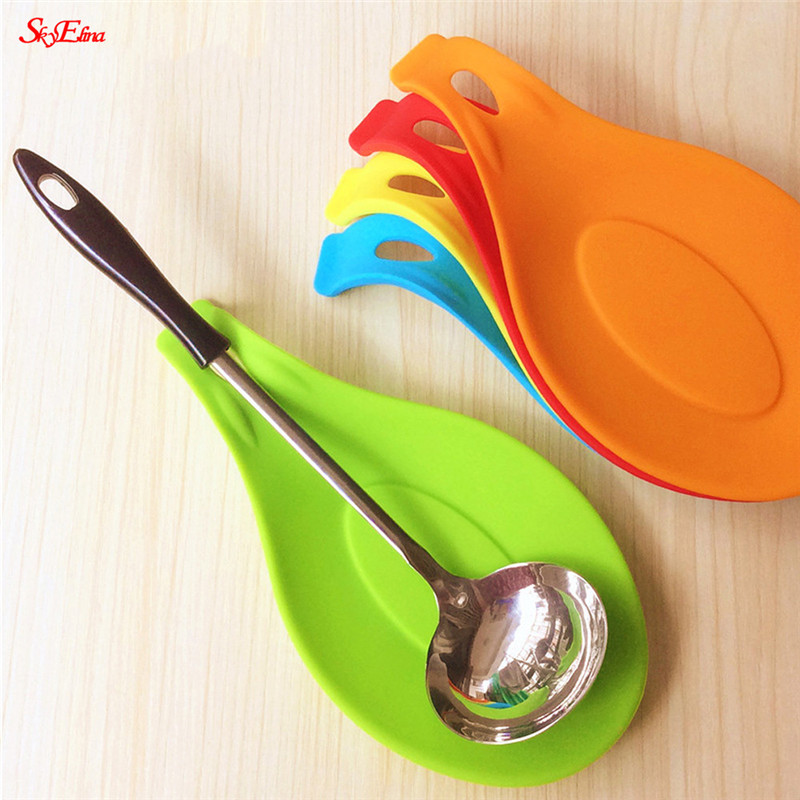Multipurpose Silicone Spoon Rest Food Grade Silica Gel Spoon Holder Drink Glass Coaster Pot Stand Placemat Kitchen Tool 6zCF419