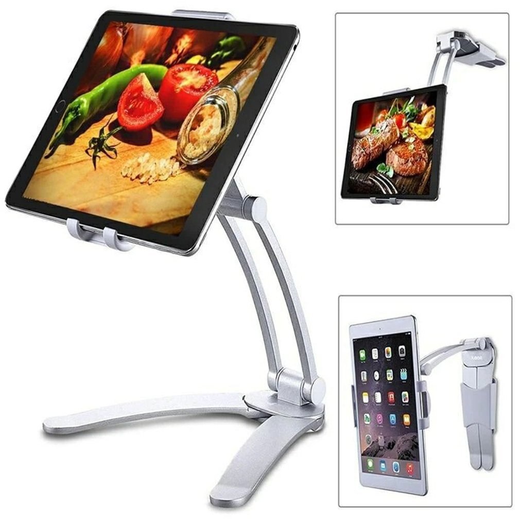 360 Rotating Flexible Holder tablet wall mount Bracket 2 in 1 Lazy Pull-Up Desktop/Bed Phone Tablet Stand Adjustable for Kitchen