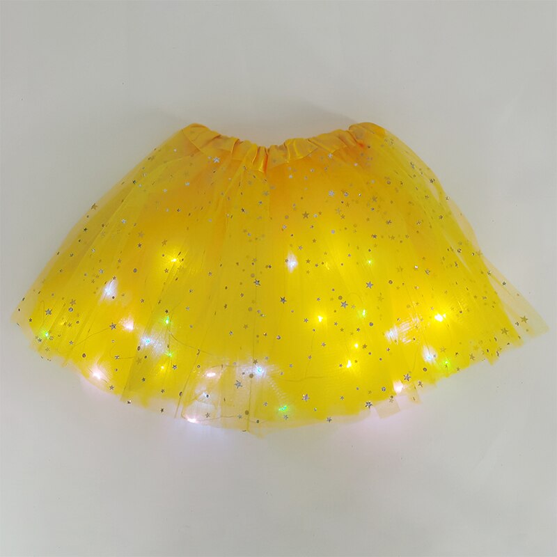 LED świecące światło spódnica z tiulu dorosłych dzieci dziewczyny księżniczka Tutu spódnica dzieci tkaniny Party taniec minispódniczka kostium ubrania Cosplay: B06-23x28cm
