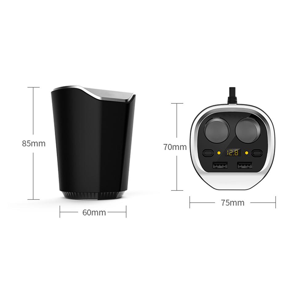 Kfz-ladegerät für zigarettenanzünder, smartphone-usb-adapter, handy-ladegerät mit zwei usb-anschlüssen, digitalanzeige, voltmeter und schnellladefunktion