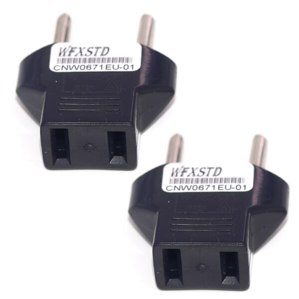2 uds CN nosotros a la UE Euro adaptador de enchufe de Europa 2 ronda hembra convertidor de viaje adaptador de la energía hembra China a enchufe de la UE: 2pcs black