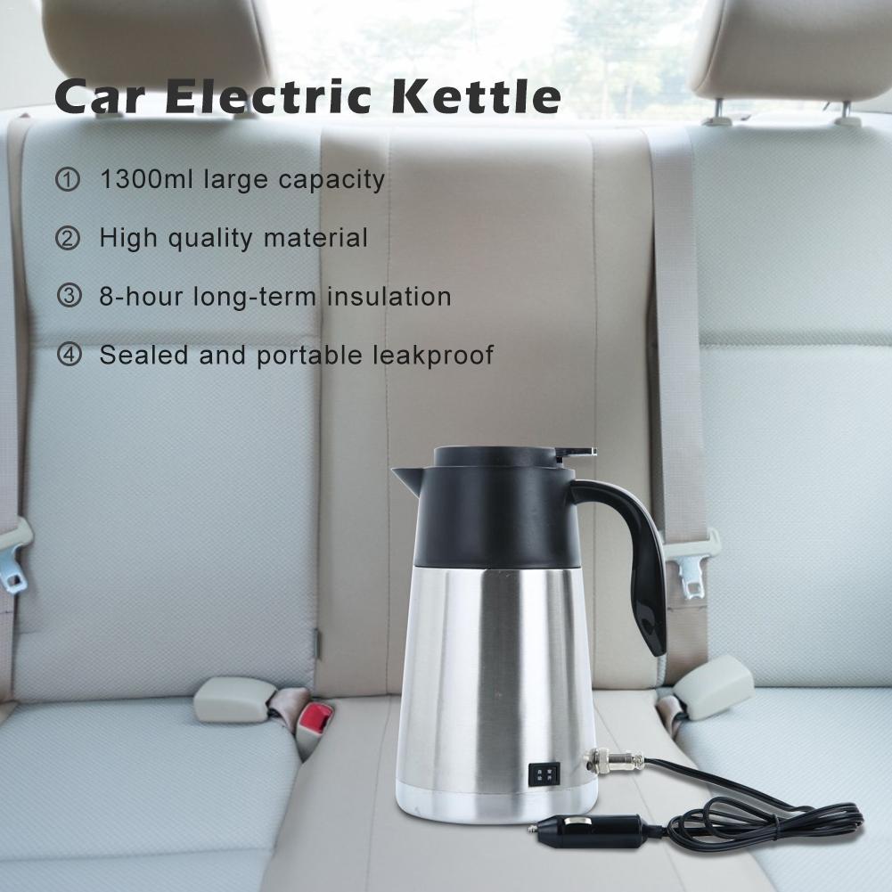 1300ml 12v/24v bil el-kedel rustfrit stål i bil rejse tur kaffe te opvarmet krus bil vandvarmer til bil lastbil