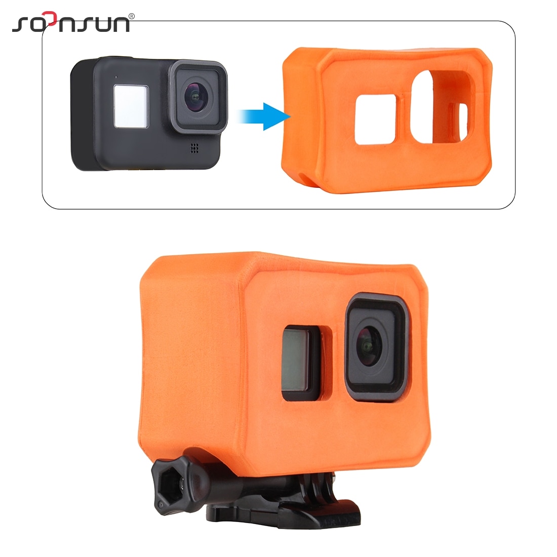 SOONSUN custodia galleggiante per GoPro Hero 8 galleggiamento nero supporto galleggiante custodia protettiva custodia fotocamera per Go Pro 8 accessori