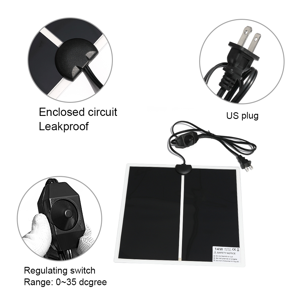 28*28Cm Terrarium Reptielen Warmte Mat 5-45W Klimmen Huisdier Verwarming Warm Pad Verstelbare Temperatuur Controller incubator Mat Gereedschap