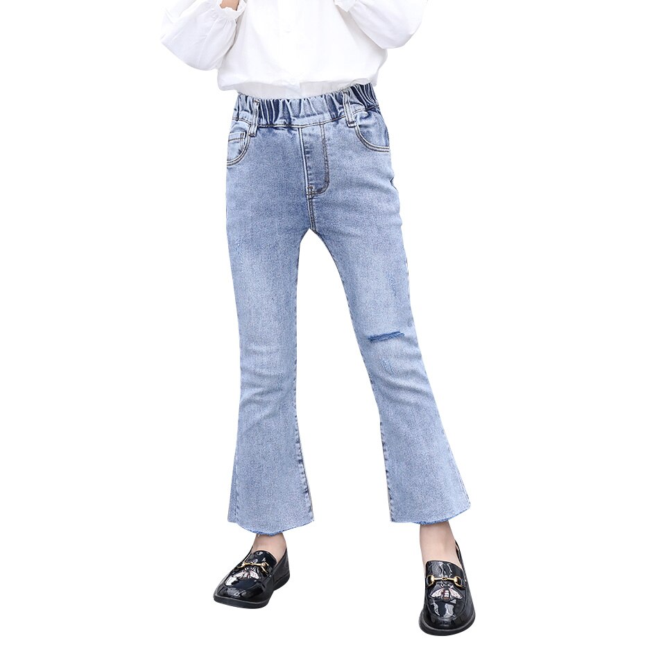 Jean pour filles trou enfants fille déchiré jean décontracté enfants botte coupe jean printemps automne vêtements pour enfants
