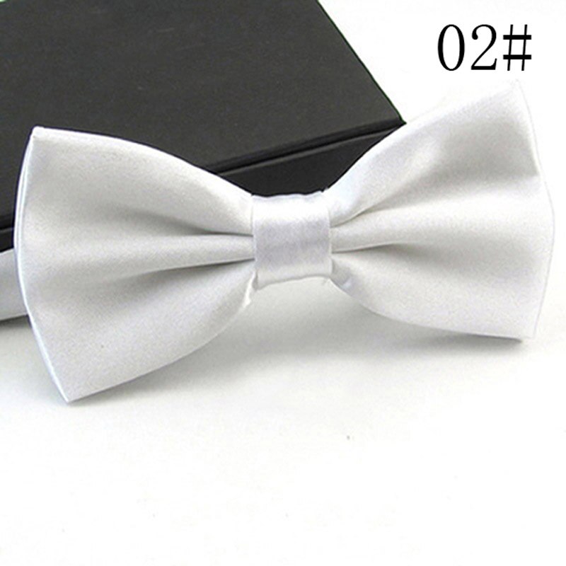 Solid Parent-Child Bow tie Charming Kids Pets Adult Family Butterfly Satin Party Dinner Wedding Cute bow tie Accessory: Men White