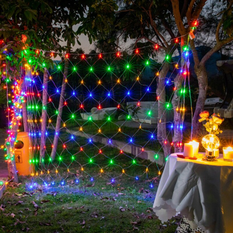 1.5x1.5/3x 2/6x4m résille chaîne lumières noël lumières fée guirlande extérieur maison pour mariage/fête/rideau/décoration de jardin