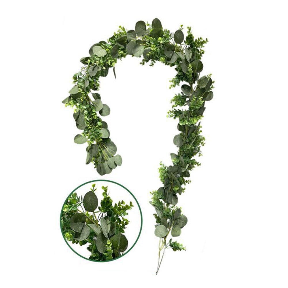 2m Künstliche Ranke Girlande Eukalyptus Weide Blatt Rattan Simulation Grün Pflanzen Laub Rattan Efeu Hochzeit Backgroud Zauberstab Dekor