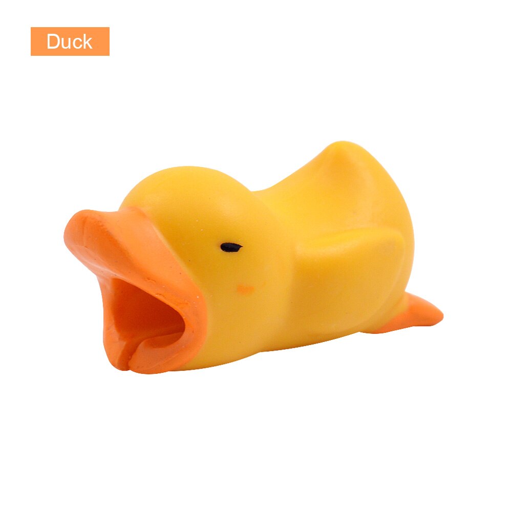 CHIPAL Cute Bites Animal Cable Protector for iPhone USB Charger Cable Organizer Cartoon Wire Winder Bite Chompers Phone Holder: Duck