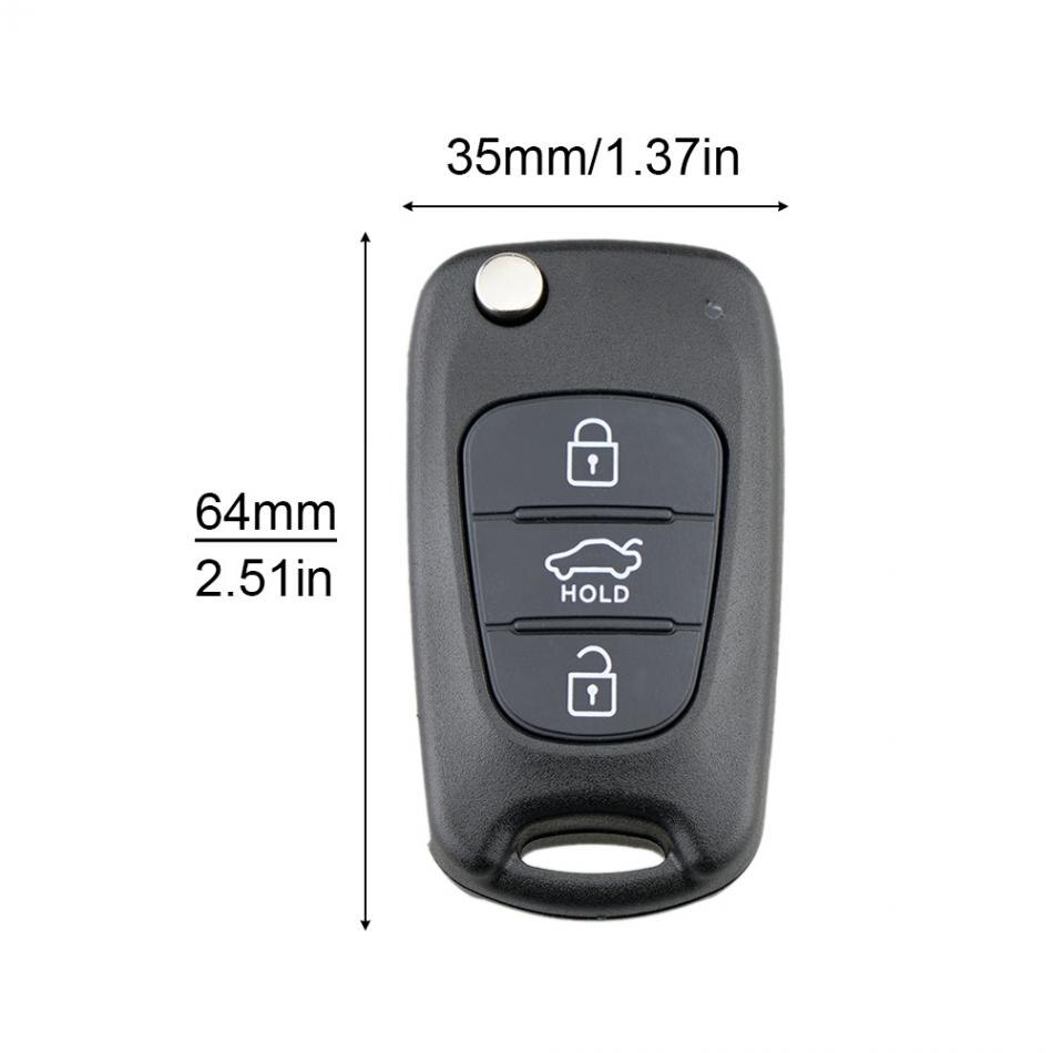 3 Buttons Black Plastic Car Key Fob Case Shell Replacement Flip Folding Remote Cover Fit for Hyundai / Kia