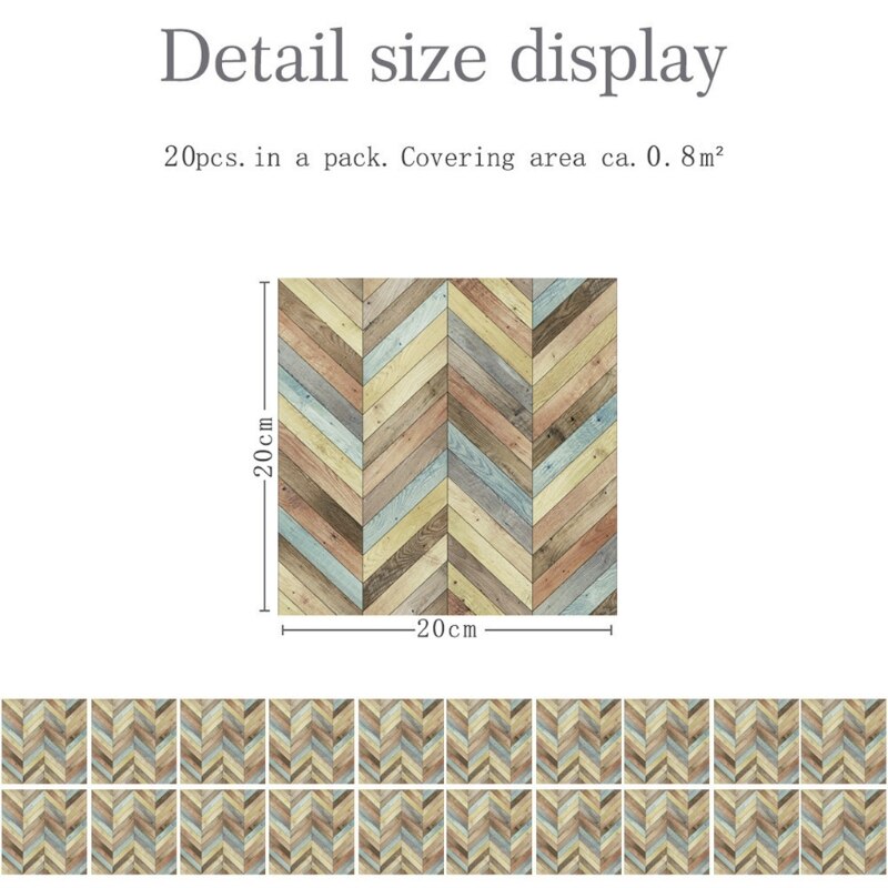 20pcs Imitation Wood Grain 3D Tile Floor Wall Stickers DIY Self Adhesive Kitchen Bathroom Home Decoration: C