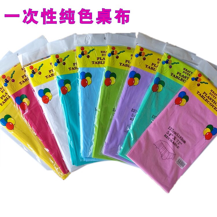 10pcs Disposable tablecloth party tablecloth PE waterproof plastic birthday dessert table plain color banquet tablecloth