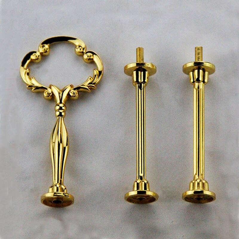 3 Tier Cake Display Stand Hardware Crown Metal Fitting Party Tray Cake Food Dessert Rack Cake Holder for Kitchen Home No Plate: GD2 3 tier gold