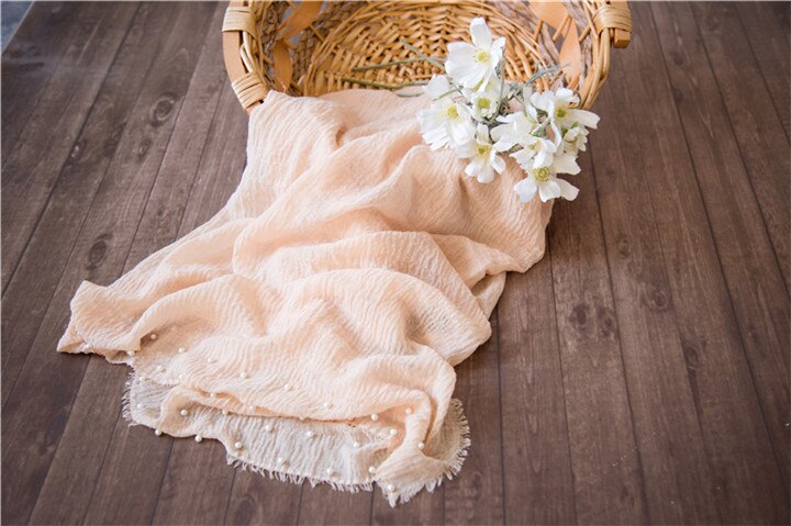 Ylsteed Newborn Photo Props Pearl Baby Shooting Photo Wrap with Tassel Baby Basket Stuffer Infant Photography Blanket Backdrop: Khaki