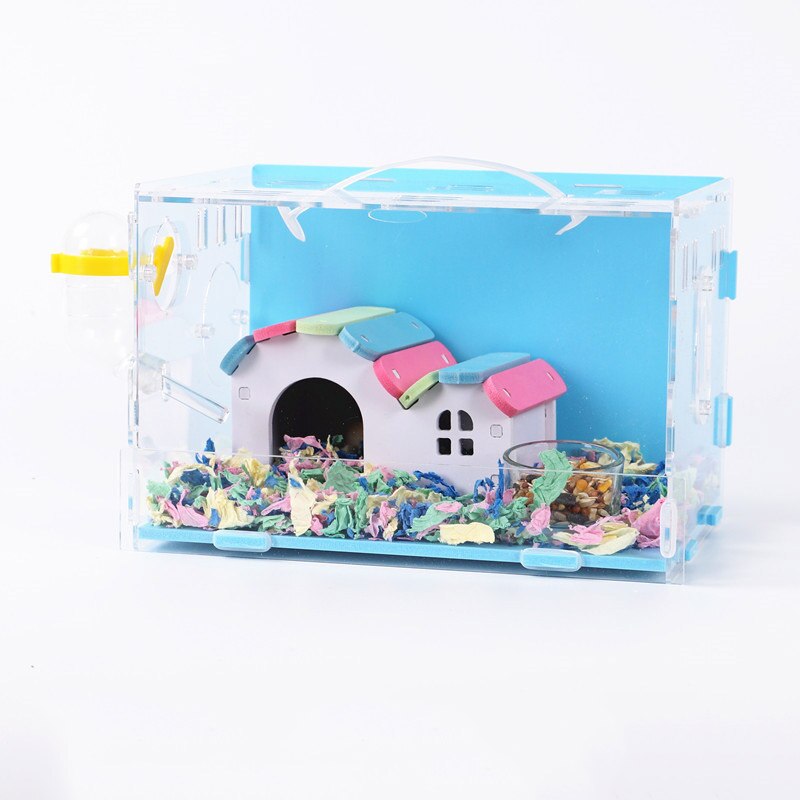 Hamsterhuis acryl cavia kooi dubbellaags oversized villa kleine dierenbenodigdheden speelgoedset 30 x 19 x 30cm