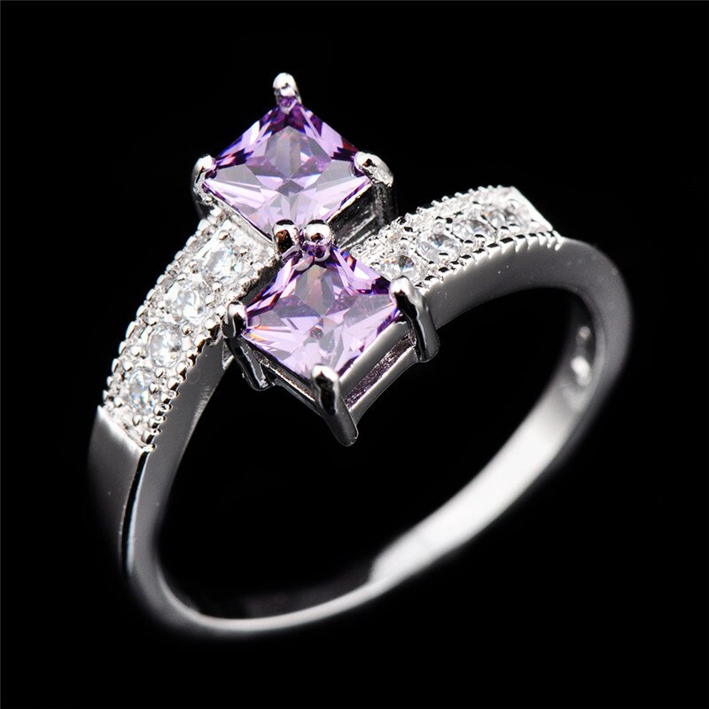 Charm Female Ladies Purple Stone Ring Vintage Love Engagement Ring Luxury Wedding Bands Rings For Women Jewelry
