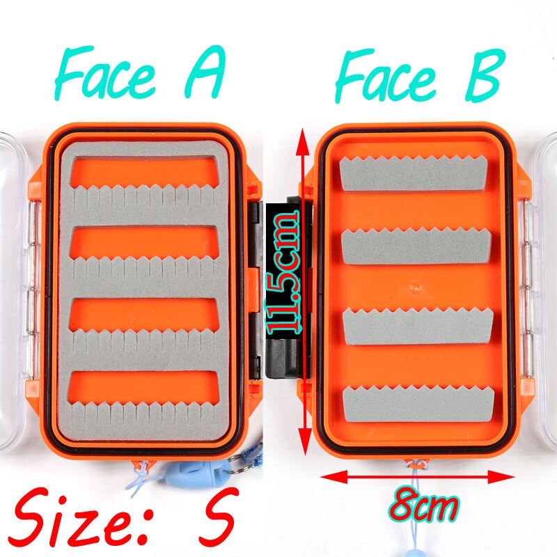 Bimoo 1 Pcs 2 Layer Fly Vissen Pocket Box Waterdichte Case Voor Nymph Droge Natte Vliegen Forel Karper Zalm Vissen fly Box S L