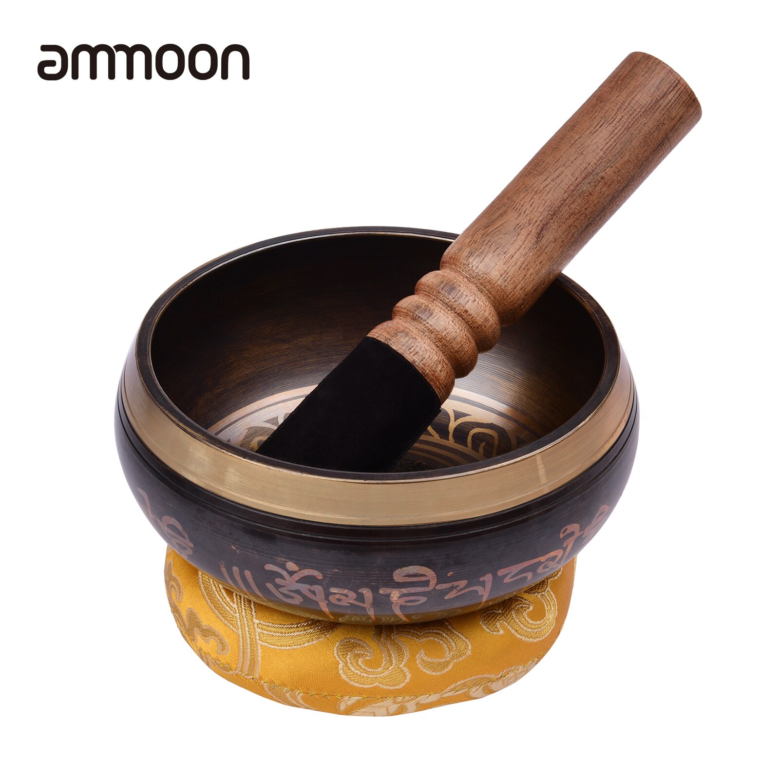 Ammoon – ensemble de bols chantants tibétains de 12.5cm/5 pouces, fait à la main en métal et bâton à Percussion doux pour le son de la méditation