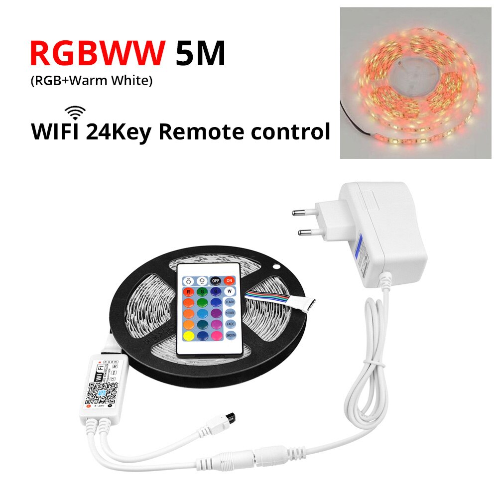 Smart Home Huis WiFi LED light Strip 5M RGB RGBW RGBWW App Controle Smart lamp Tape Smart Leven verlichting voor Android/IOS Systeem: RGBWW WiFi Set / EU Power Plug