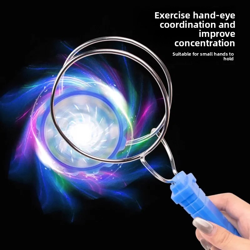 Magic Track Gyro Glowing Hand Crank Whirling UU Ball Yo-Yo Gyro Leistungsstarkes Magnetspielzeug aus dem Festland China Bunter rotierender Spaß