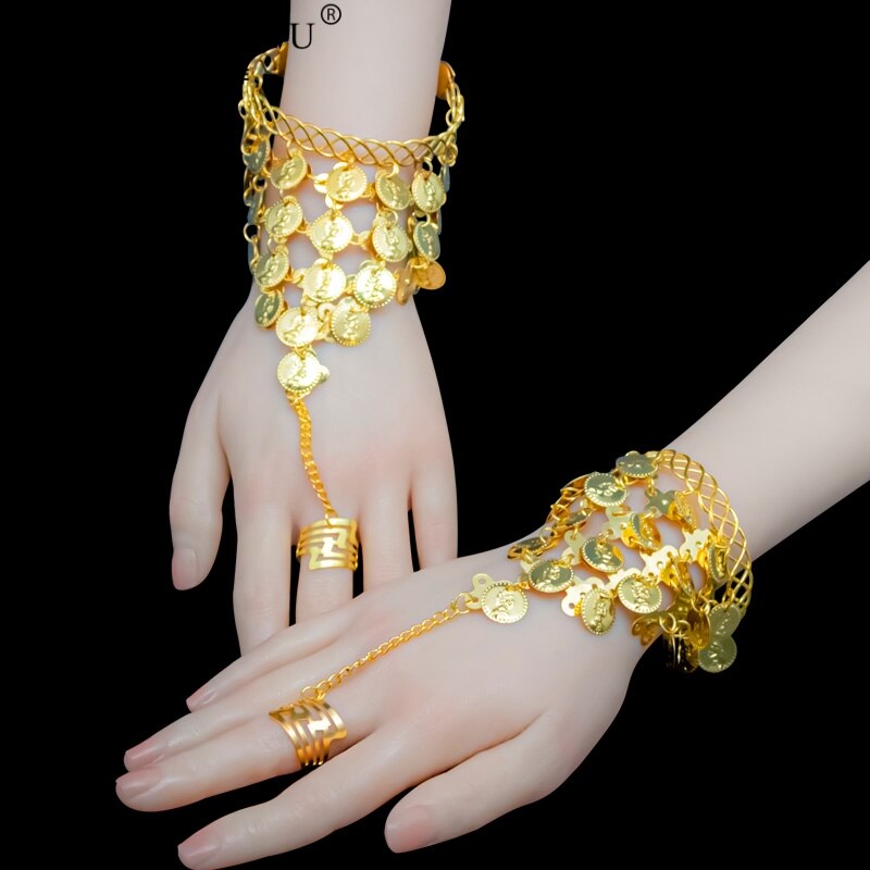 Conjunto de accesorios de danza del vientre para mujer, collar, pendientes, pulsera, juego de oro y plata, accesorio de danza del vientre, India,