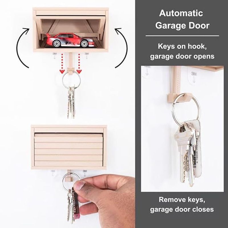 Schlüsselhalter für sterben Zauberstab, platzsparendes Schlüsselregal aus Holz, für Auto, Garage, Kleidung, Organizer, Haken mit Öffnungstür für Flur