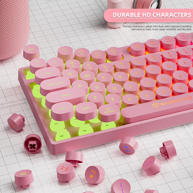 Komputerowe klawiatury przewodowe 87 klawiszy punk Keycap Ciche pisanie Podświetlana RGB biurowa multimedialna klawiatura robić gier dla okna laptop PC prochowiec