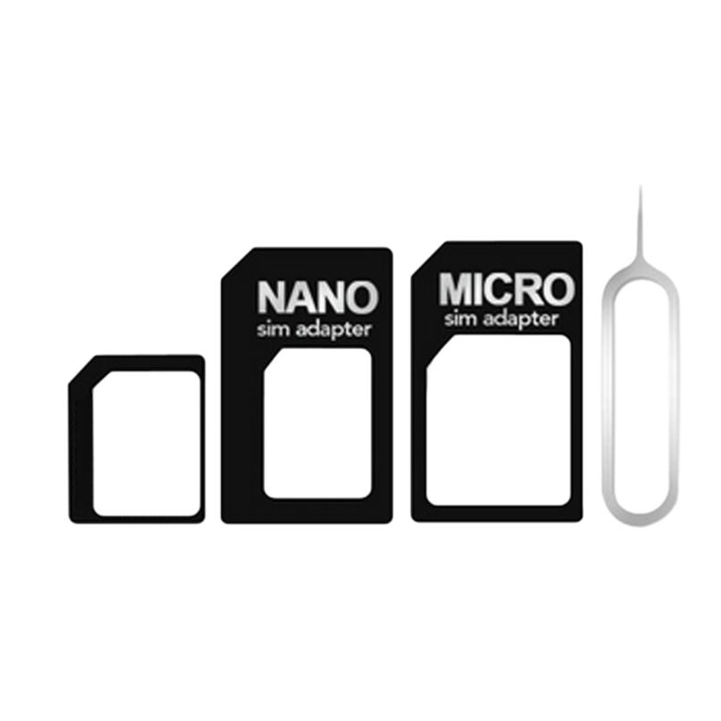 1 Set Nano Sim-kaart naar Micro Standaard Adapter Converter Voor Telefoon Sim-kaart Adapter Converteren Universele Telefoons Voor Nano Sim 4 In 1: WIT