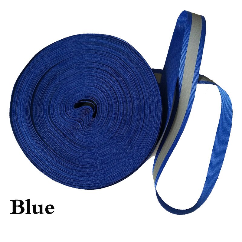 50 meter nylon webbing strap Reflective Webbing Weaving Piping Taps Fabric safety Clothing sewing accessories 2*1cm Wide: blue