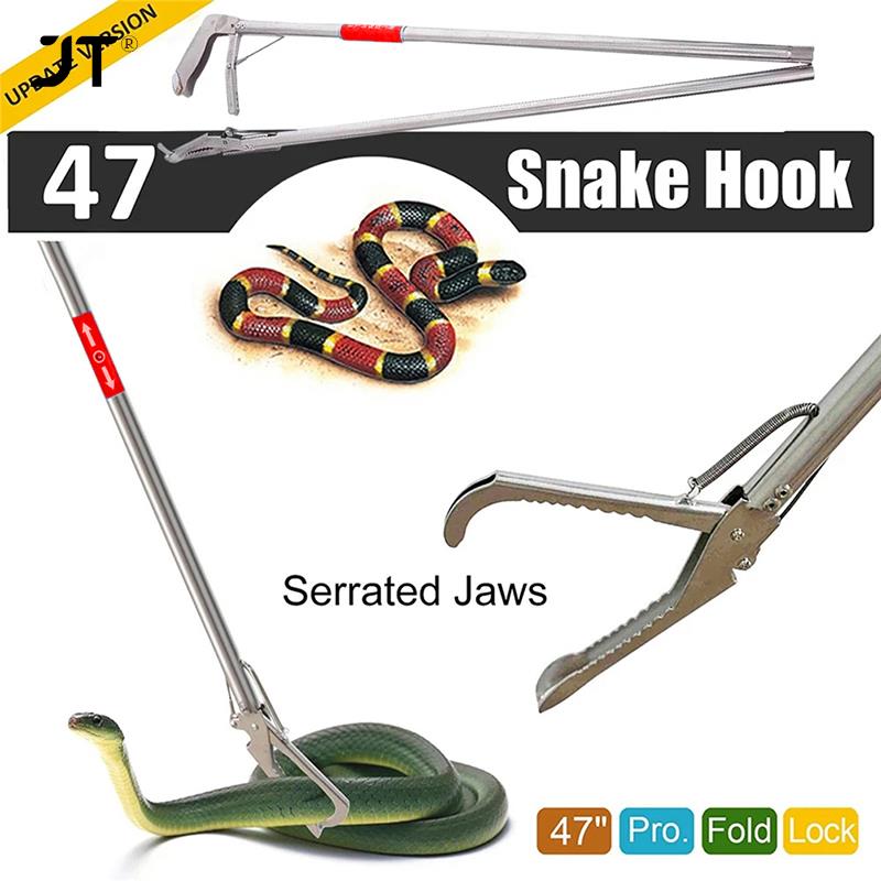 1.2m Foldable Snake Tongs Stick Easy Reach Pick Up Tool Foldable Garbage Clip Full-body Stainless Steel