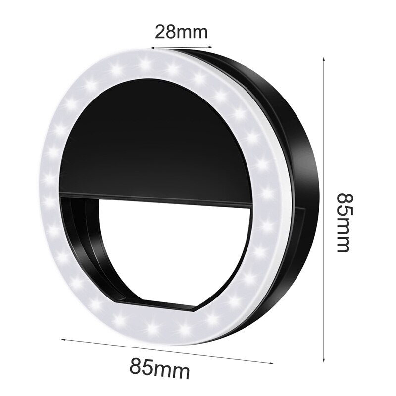 1 Uds. Luces de anillo LED luz circular teléfono celular cámara portátil fotografía vídeo Clip en luz de noche lámpara de foto recargable