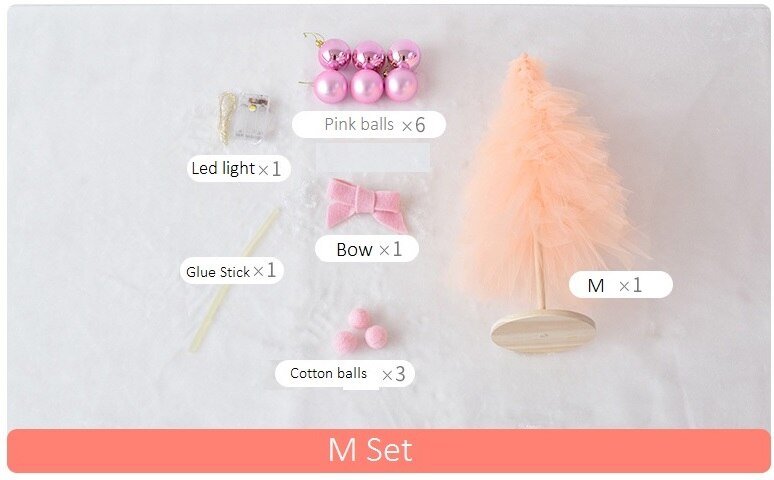 Christmas Tree Light Yarn DIY Christmas Tree Set with Accessories: Pink M set