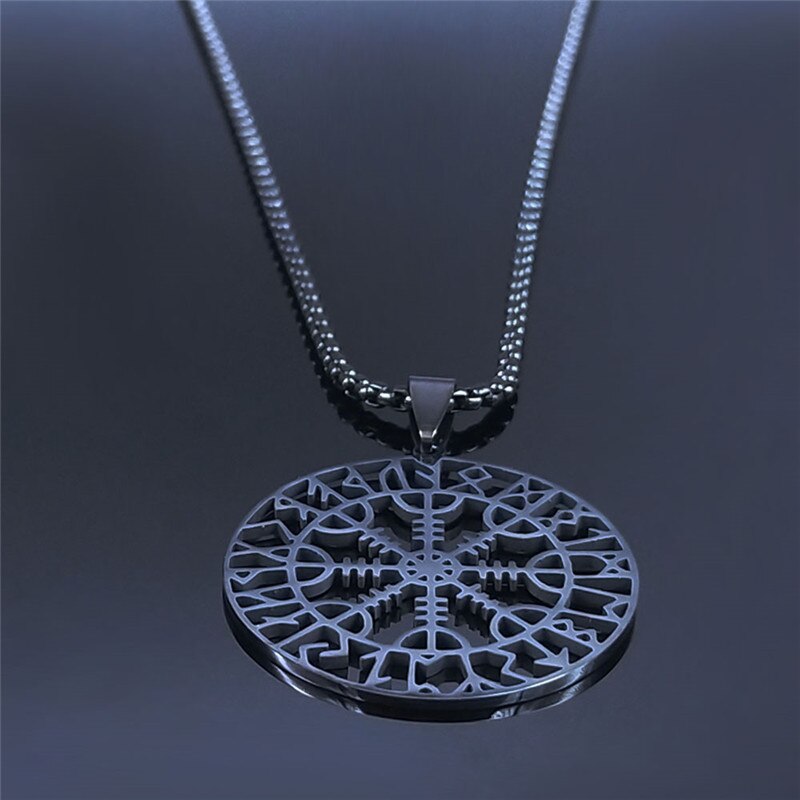 Viking Vegvisir Kompas Ketting Ketting Mannen Rvs Nordic Runen Odin Statement Ketting Kelten Etnische Sieraden N3048S05