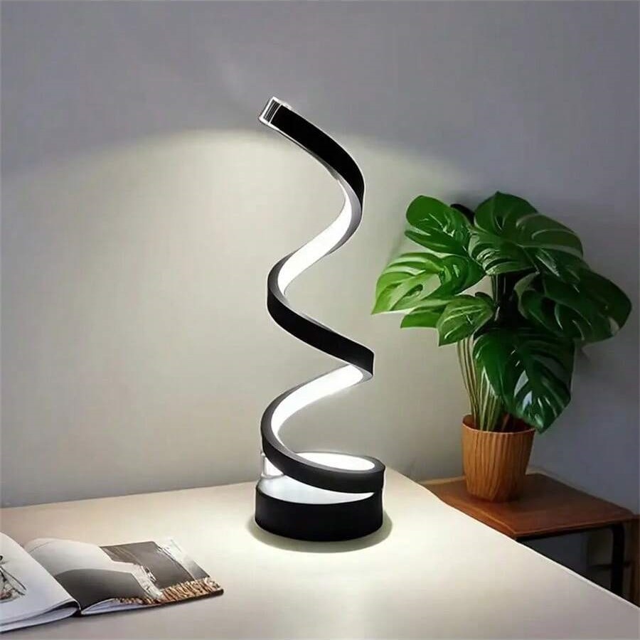 Lampada da comodino per camera da letto 1 pz - Alimentatore USB con luce tattile dimmerabile a 3 vie, lampada da comodino moderna e semplice a spirale dimmerabile