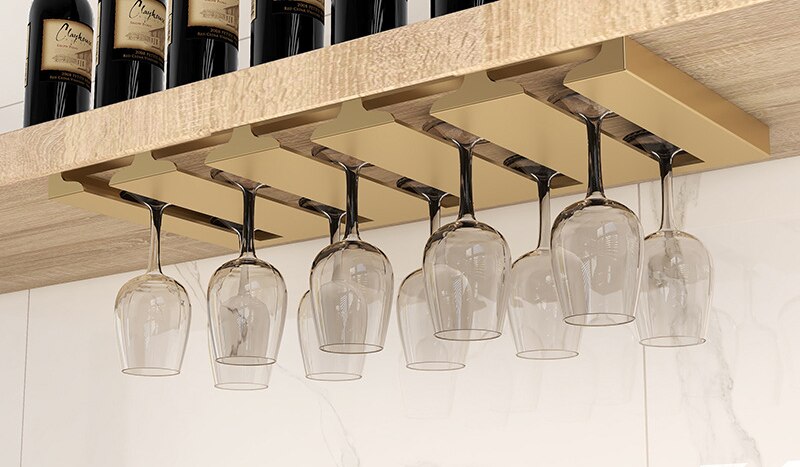 Białe złoto stojak na kieliszki robić wina strąk szafką Stemware uchwyt wieszak robić przechowywania metalowy Organizer robić kuchni barowej: złoto 5slots