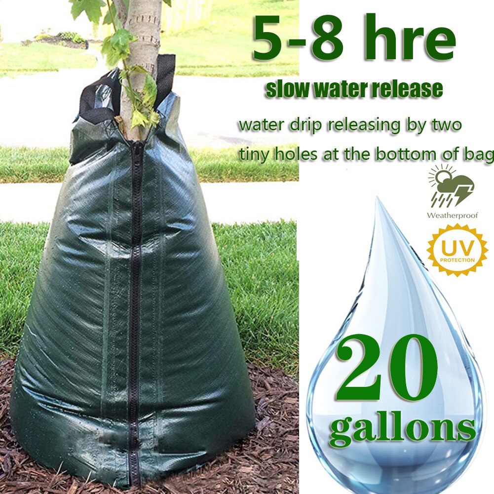 Bolsa de riego para árboles de 20 galones/75L, bolsa de goteo colgante para plantas de jardín, bolsa de agua reutilizable para árboles agrícolas, bolsas de riego por goteo lento