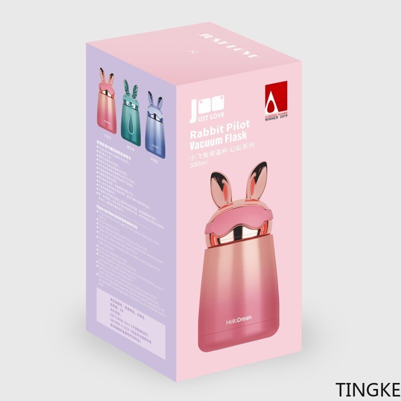 królik uszy próżniowe termos ze stali nierdzewnej student dzieci moda przenośna butelka wody pocisk 300ml odkryty kubek wody