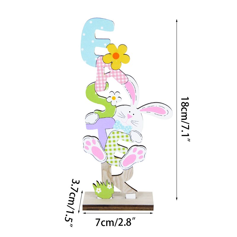 Happy Easter Spring Wooden Letters Decoration Easter Ornaments Bunny Carrot Faceless Gnome Wood Craft Kids Toys Party Decor: E04-1pcs