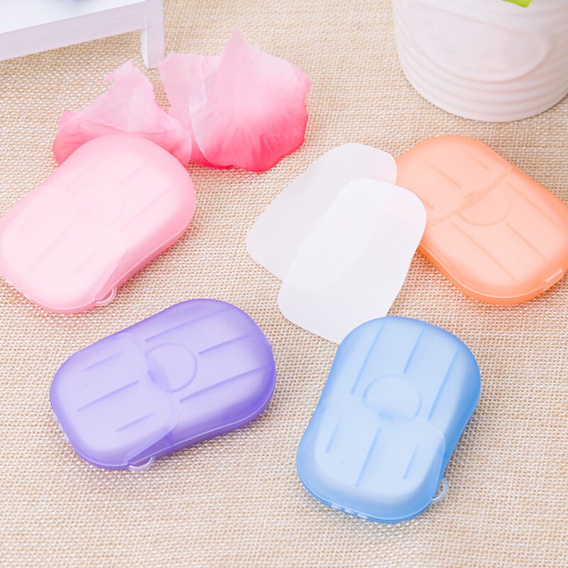 20 40 60 100 120PC/Box Travel Hand-washing Soap Paper Multifunctional Sliced Cleaning Paper Disposable Boxed Mini Soap