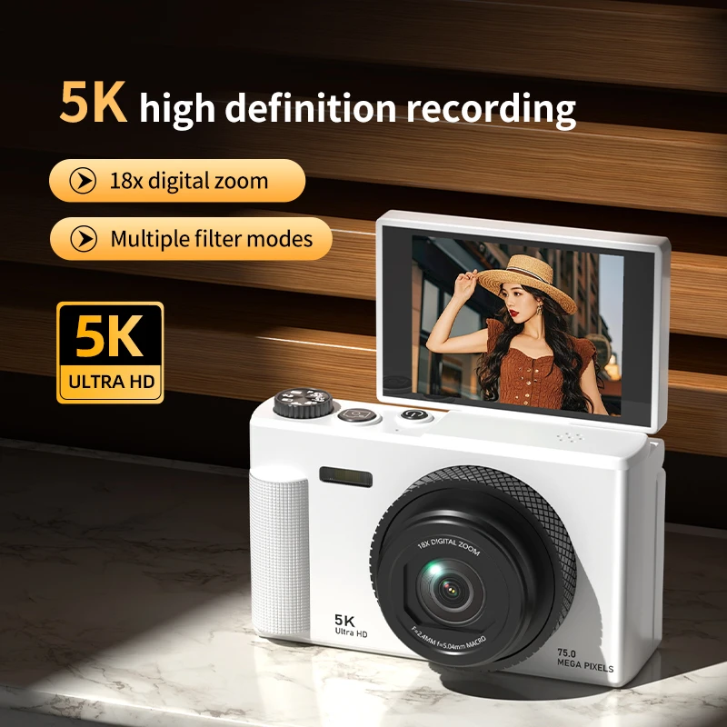Xiaomi digitalkamera mit 180 °-klappbildschirm, 5k-zoll -Video-vlog-kamera, bildstabilisierung, 75mp 18x zoll-Zoomen, tragbarer körperkamera für studenten