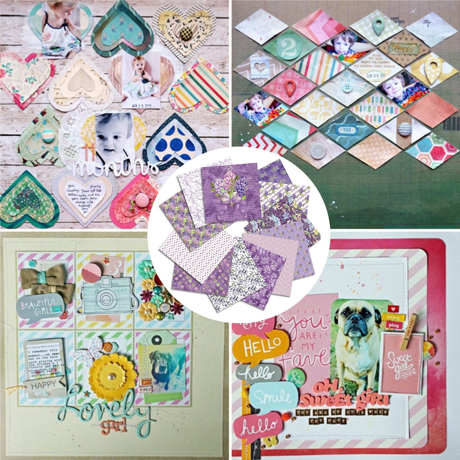 DIY Art Background Paper Pad Scrapbook Paper Pack For Wrapping Photo Album Greeting Cards Boxes Packaging Paper 12 Patterns