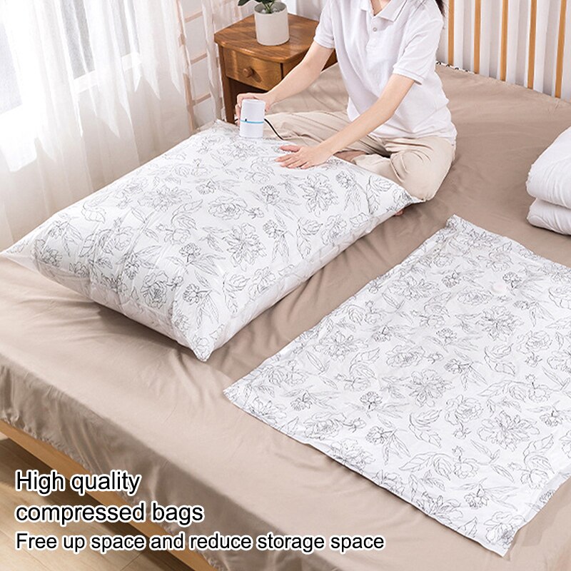 Bolsa de compresión al vacío para viaje, contenedor de almacenamiento transparente, de plástico, reutilizable