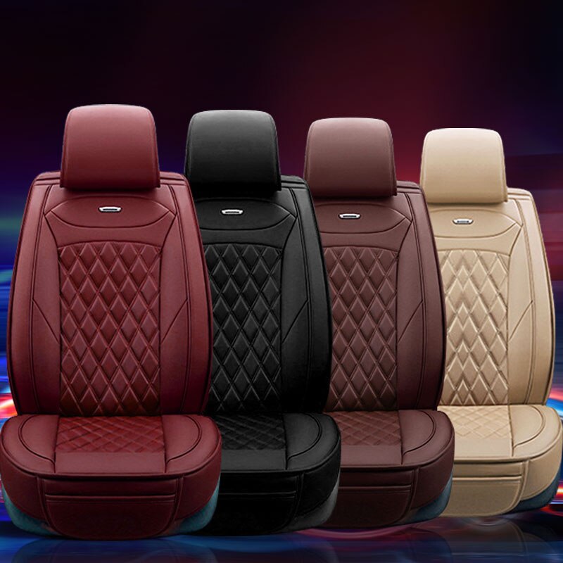 Funda de polipiel para asiento de coche, cojín de asiento de fila delantera, Protector de asiento envolvente Universal para Sedán, SUV, camioneta