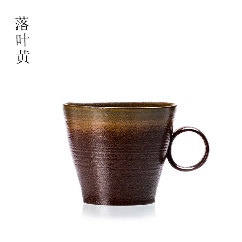 250ml Japanese-style Ceramic Pottery Coffee Cup Vintage Circle Handgrip Drinkware Office Water Milk Mug Sent Friends: A