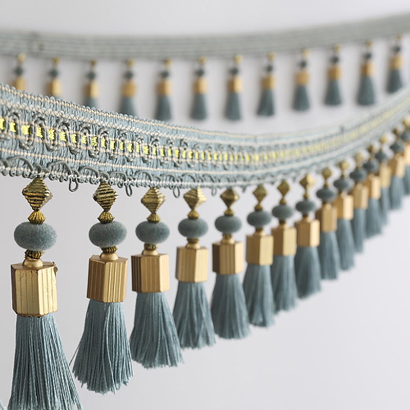 1M Curtain Tassel Beaded Fringe Sewing Trim Braid Boho Upholstery DIY Party Hanging Ring Cords Tassel Garments Jewelry Decor: 1