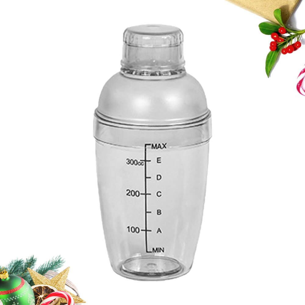 300ml Hand Shake Cup Cocktail Shaker Transparent Mixer Cup Clear Bar Shaker Wine Milk Tea Shaker Cup with Scale (White): White